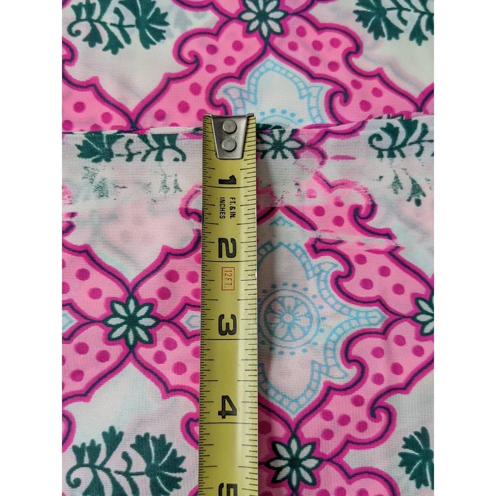 Vintage‎ 60's Psychedelic Fabric, Funky Pink Blue Green Demask, 40